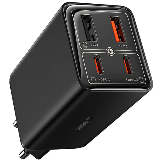 Baseus Gain6 Pro USB-C-nettverkslader med kabel, 100 W, 3,25 A, 2 x USB-A - 2 x USB-C, svart P10162705112-00