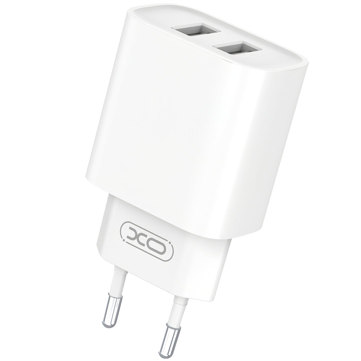 Nettverkslader med lynkabel XO Design CE02C, 10,5 W, 2,1 A, 2 x USB-A, hvit