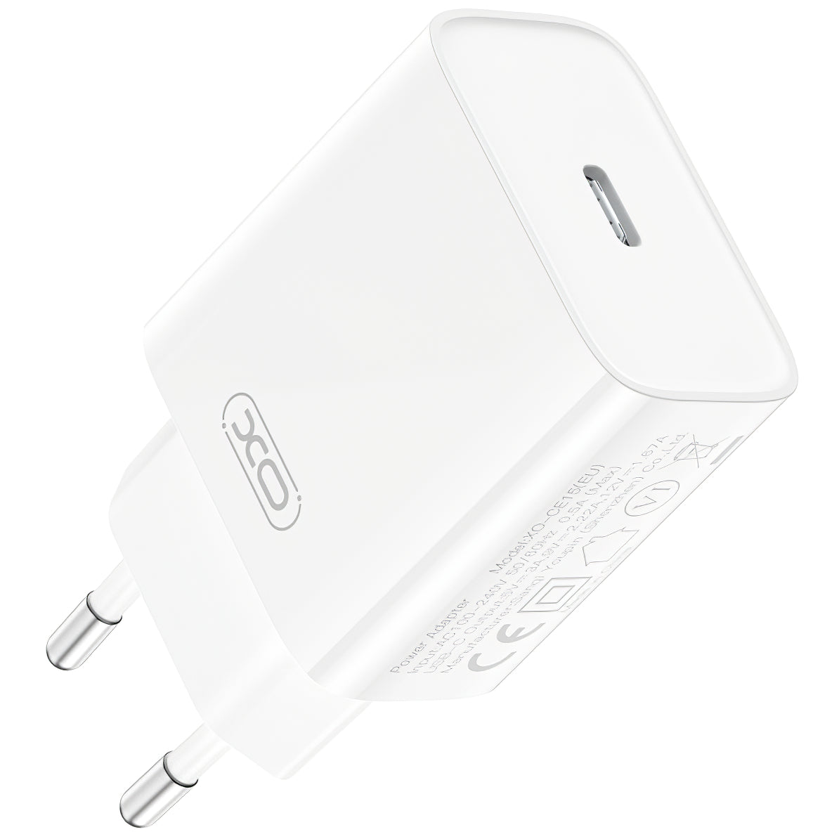 Nettlader med USB-C-kabel XO Design CE15, 20W, 3A, 1 x USB-C, Hvit