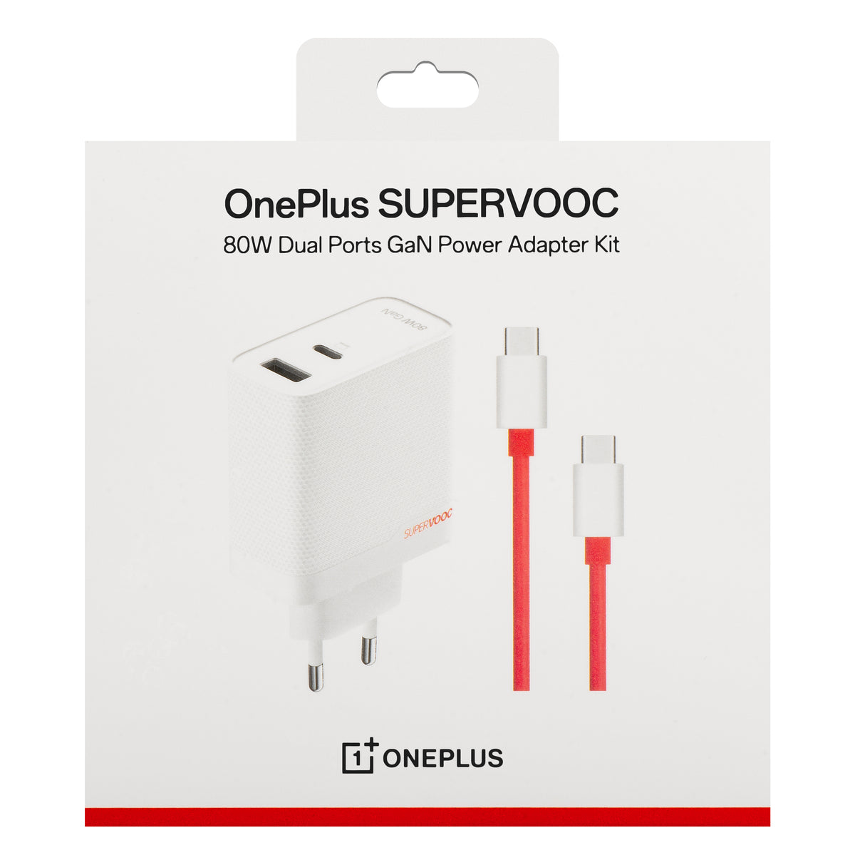 OnePlus nettadapter med USB-C-kabel, 80W, 7,3A, 1 x USB-A - 1 x USB-C, hvit 5461100597