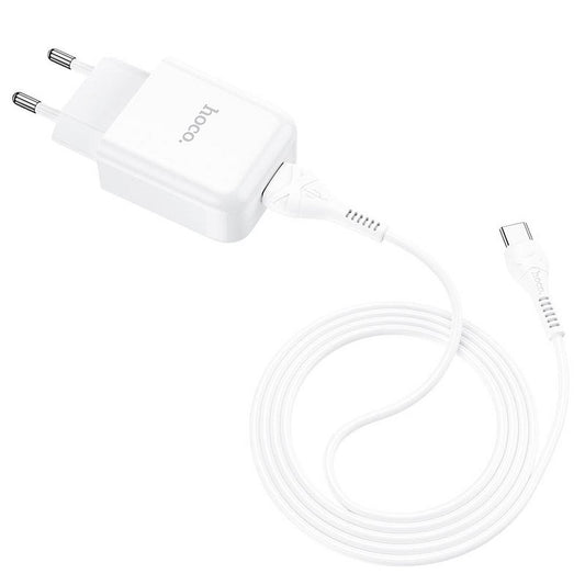 Nettlader med USB-C-kabel HOCO N2, 10W, 2A, 1 x USB-A, Hvit