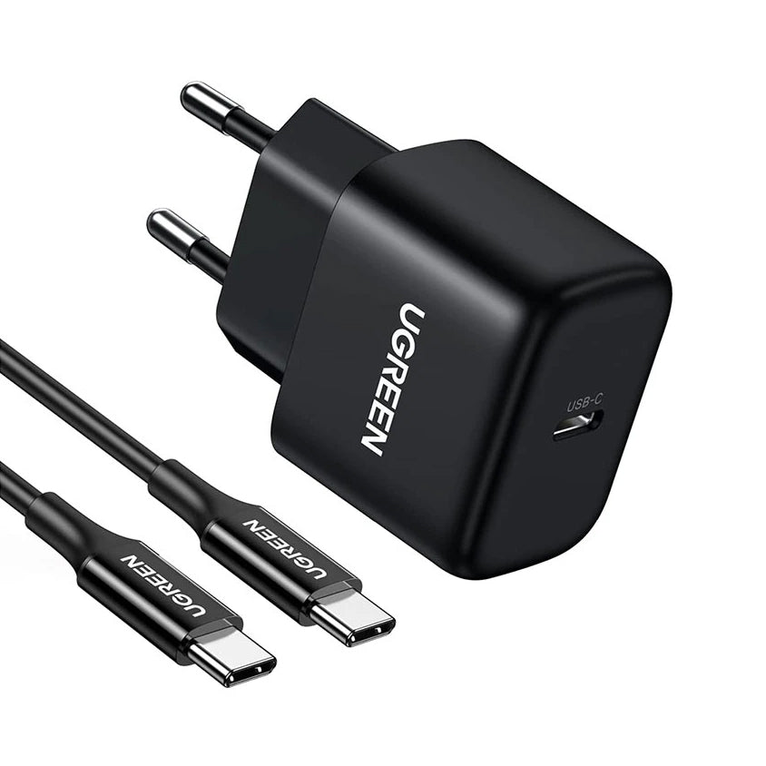 Nettverkslader med USB-C-kabel UGREEN CD250, 25W, 3A, 1 x USB-C, svart