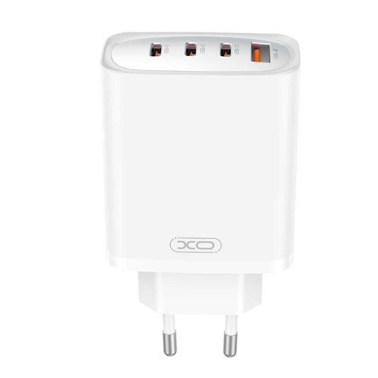 Nettverkslader med USB-C-kabel XO Design CE23, 65W, 3,25A, 1 x USB-A - 3 x USB-C, hvit