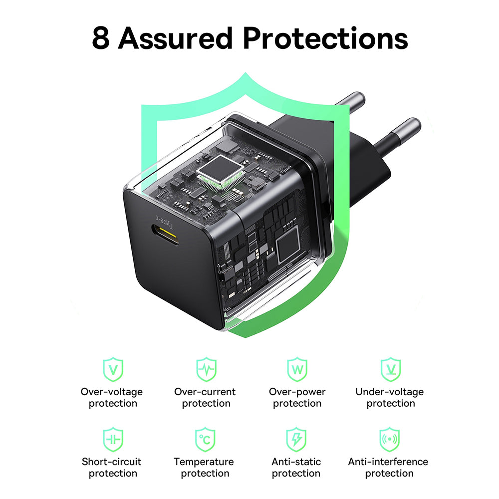 Nettlader med USB-C-kabel Baseus Palm, 30W, 3A, 1 x USB-C, Svart P10111605113-01