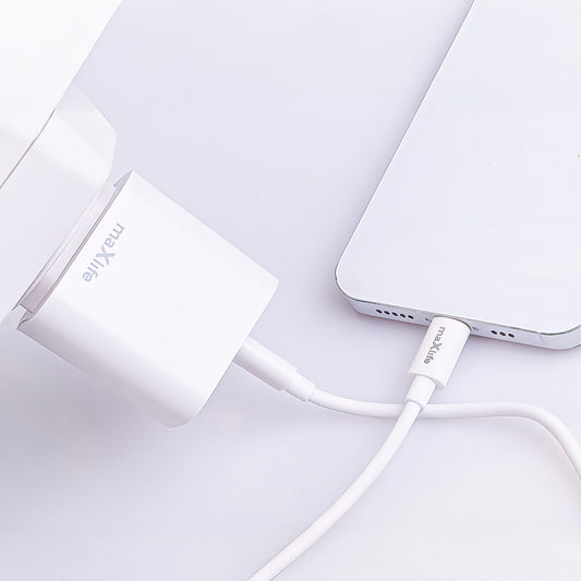 Nettlader med USB-C-kabel MaXlife MXTC-06-20AC, 20W, 3A, 1 x USB-A - 1 x USB-C, Hvit