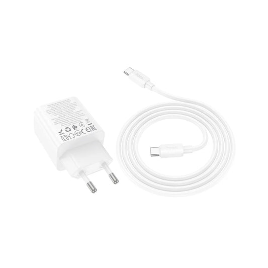 Nettlader med USB-C-kabel HOCO N56, 30W, 3A, 2 x USB-A - 2 x USB-C, Hvit