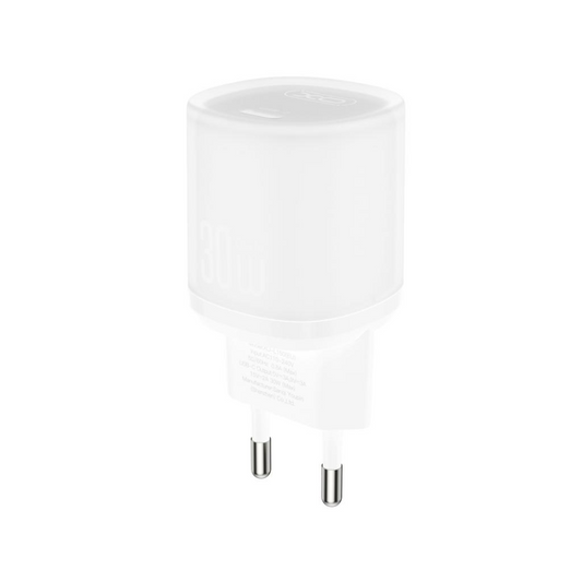 Nettlader med USB-C-kabel XO Design L150, 30W, 3A, 1 x USB-C, Hvit