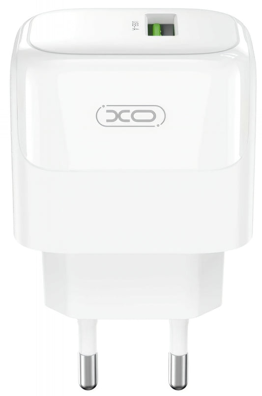 Nettlader med microUSB-kabel XO Design L135, 18W, 3A, 1 x USB-A, Hvit