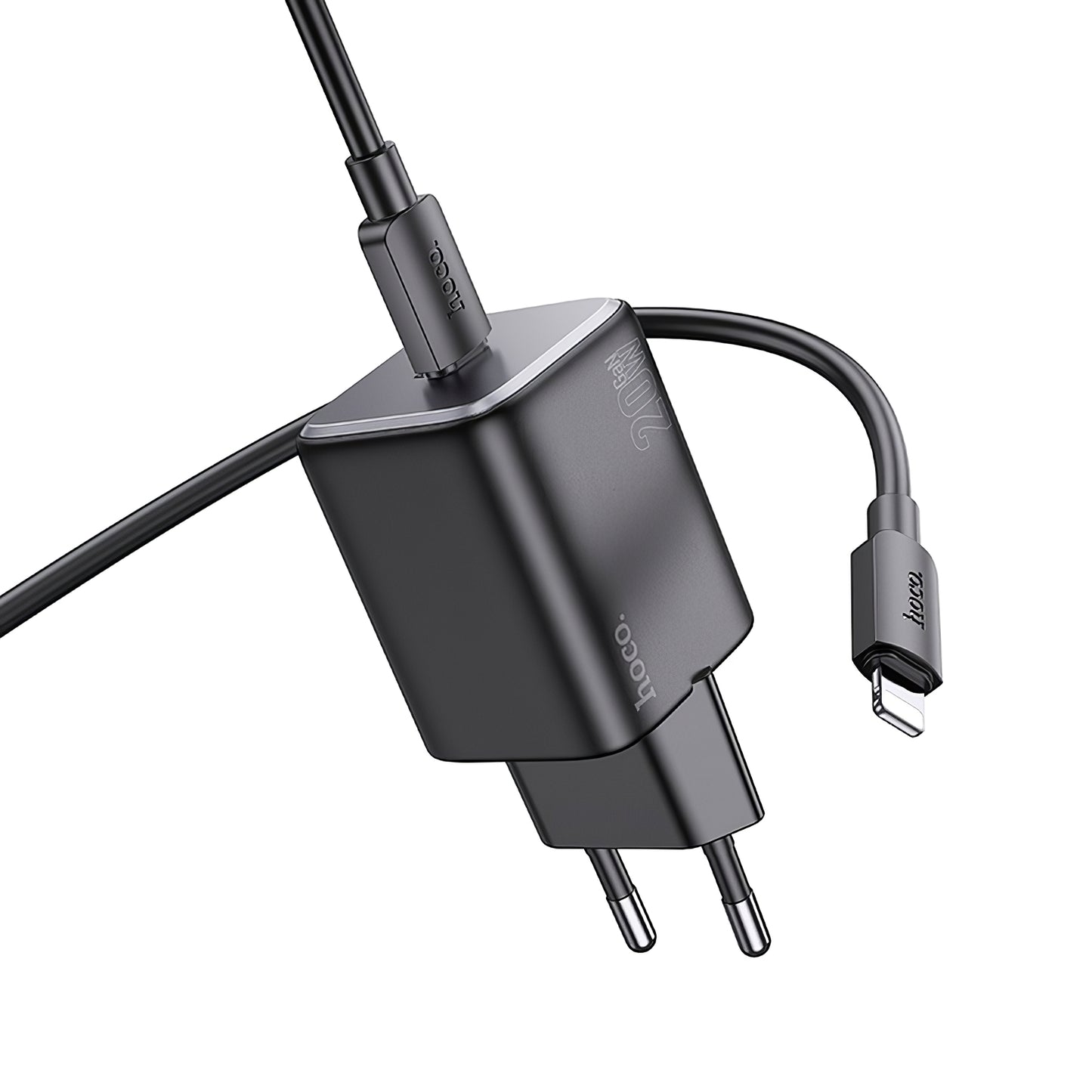 Nettverkslader med lynkabel HOCO N40, 20W, 3A, 1 x USB-C, svart