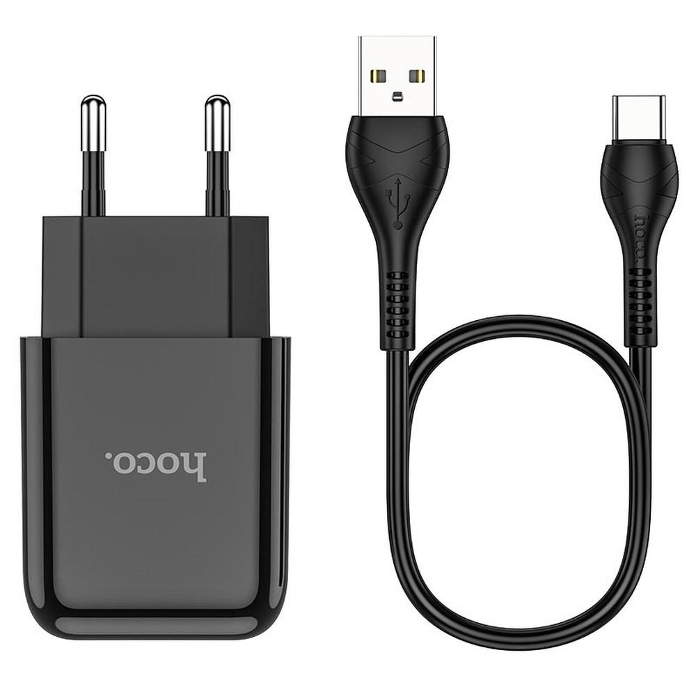Nettlader med USB-C-kabel HOCO N2, 10W, 2A, 1 x USB-A, Svart