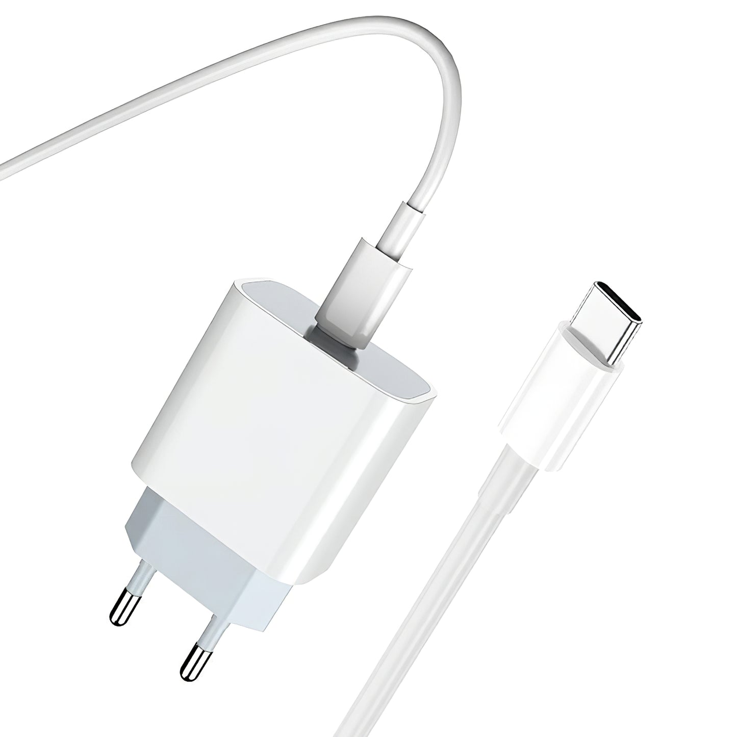 Nettlader med USB-C-kabel Prestico F8S, 20W, 3A, 1 x USB-C, hvit