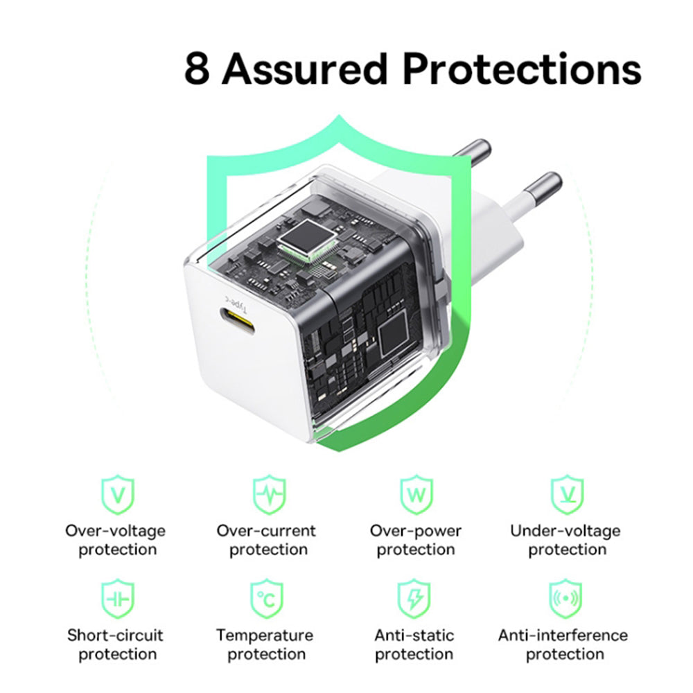 Nettlader med USB-C-kabel Baseus Palm, 30W, 3A, 1 x USB-C, Hvit P10111605213-01