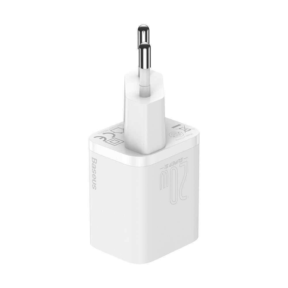 Baseus Super Si nettverkslader med lynkabel, 20W, 3A, 1 x USB-C, hvit TZCCCSUP-B02