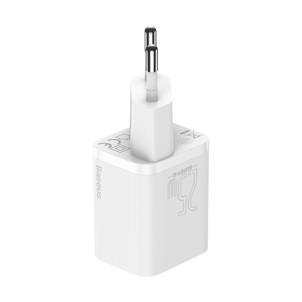 Baseus Super Si USB-C Nettlader med kabel, 25W, 3A, 1 x USB-C, Hvit TZCCSUP-L02