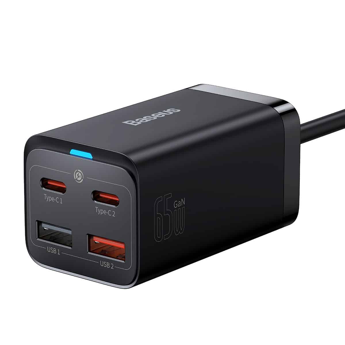 Baseus GaN3 Pro ladestasjon, 65W, 3A, 2 x USB-A - 2 x USB-C, Svart CCGP040101