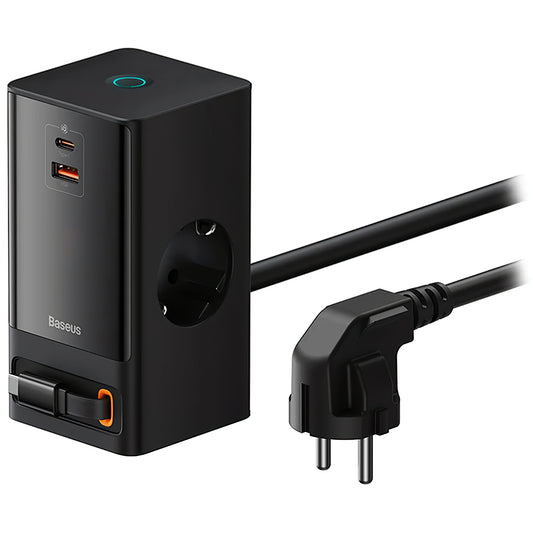 Baseus GaN3 Pro PowerStrip, 65W, 3,25A,1 x USB-A - 1 x USB-C - 2 x Schuko, svart PSLR000301 PSLR000301