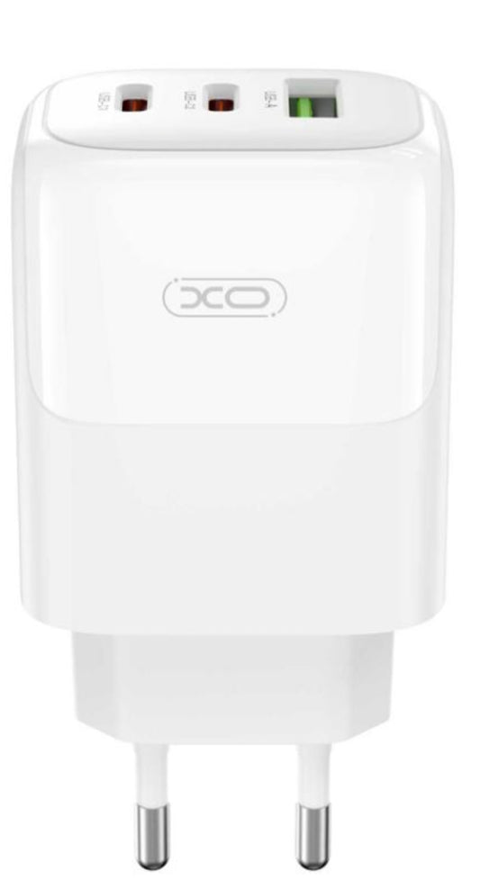 Nettlader med USB-C-kabel XO Design L139, 65W, 4.5A, 1 x USB-A - 2 x USB-C, Hvit