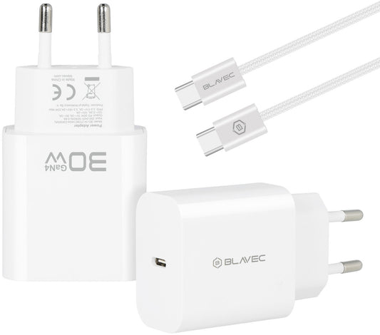 Blavec BC-14 USB-C-nettlader med kabel, 30 W, 3 A, 1 x USB-C, hvit