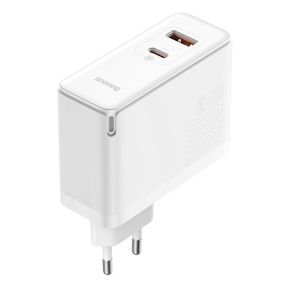 Nettlader med USB-C-kabel Baseus GaN5 Pro, 100W, 3A, 1 x USB-A - 1 x USB-C, Hvit CCGP090202