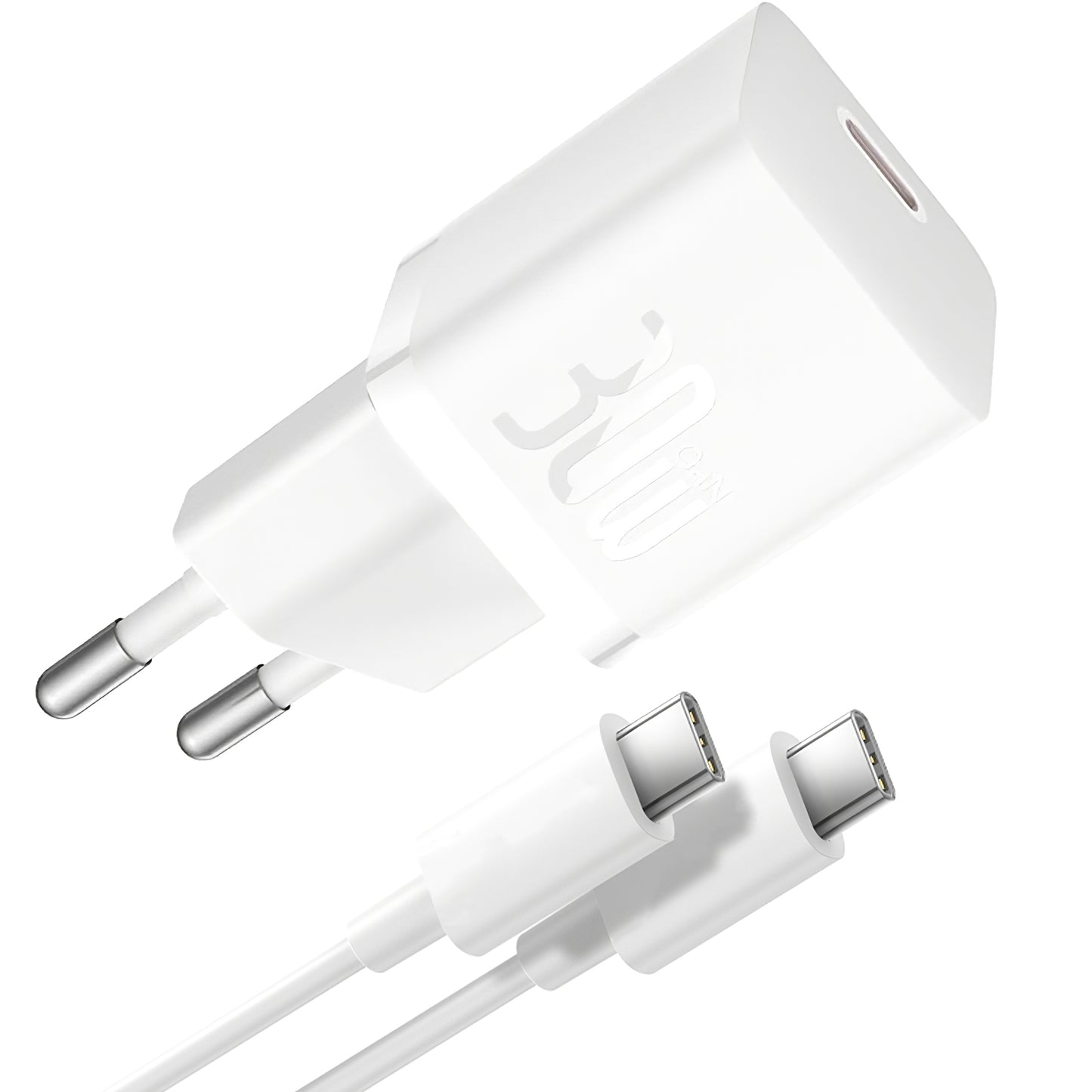 Baseus GaN5S nettverkslader med USB-C-kabel Baseus GaN5S, 30W, 3A, 1 x USB-C, hvit P1011090902213-00