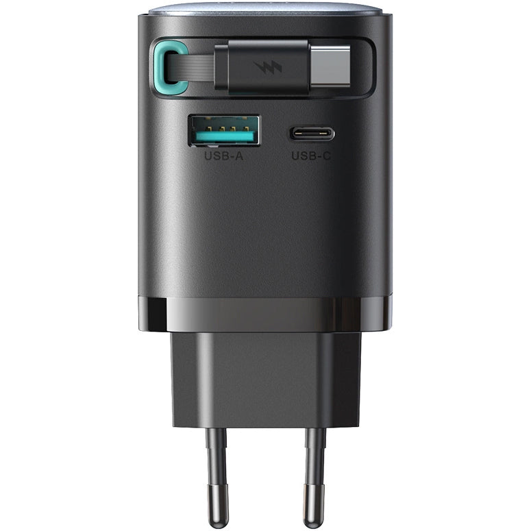 Joyroom JR-TCL02 USB-C nettverkslader med kabel, 65W, 3A, 1 x USB-A - 1 x USB-C, svart