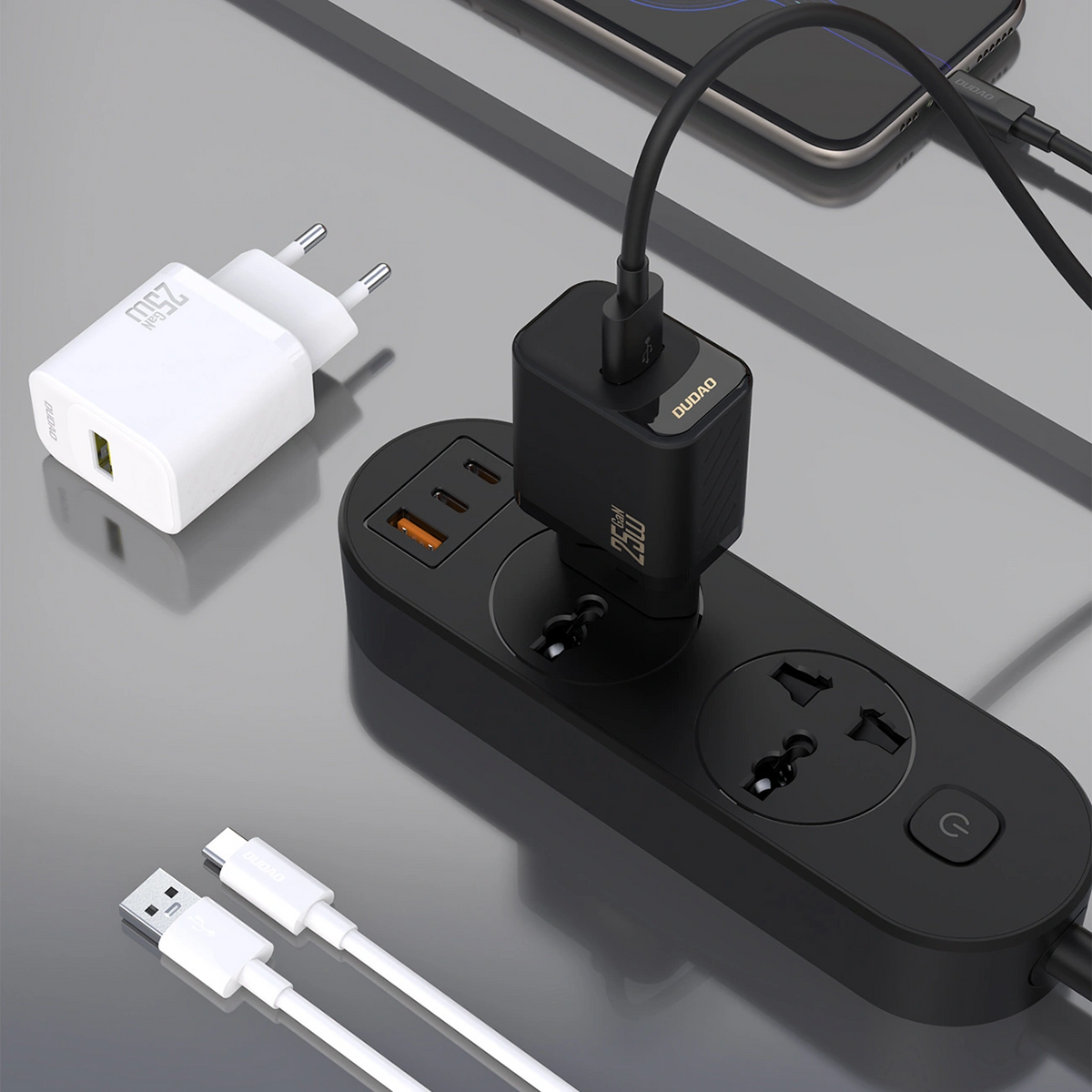 Nettlader med USB-C-kabel Dudao A27STEU, 25W, 3A, 1 x USB-A, svart