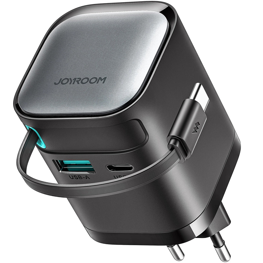 Joyroom JR-TCL02 USB-C nettverkslader med kabel, 65W, 3A, 1 x USB-A - 1 x USB-C, svart