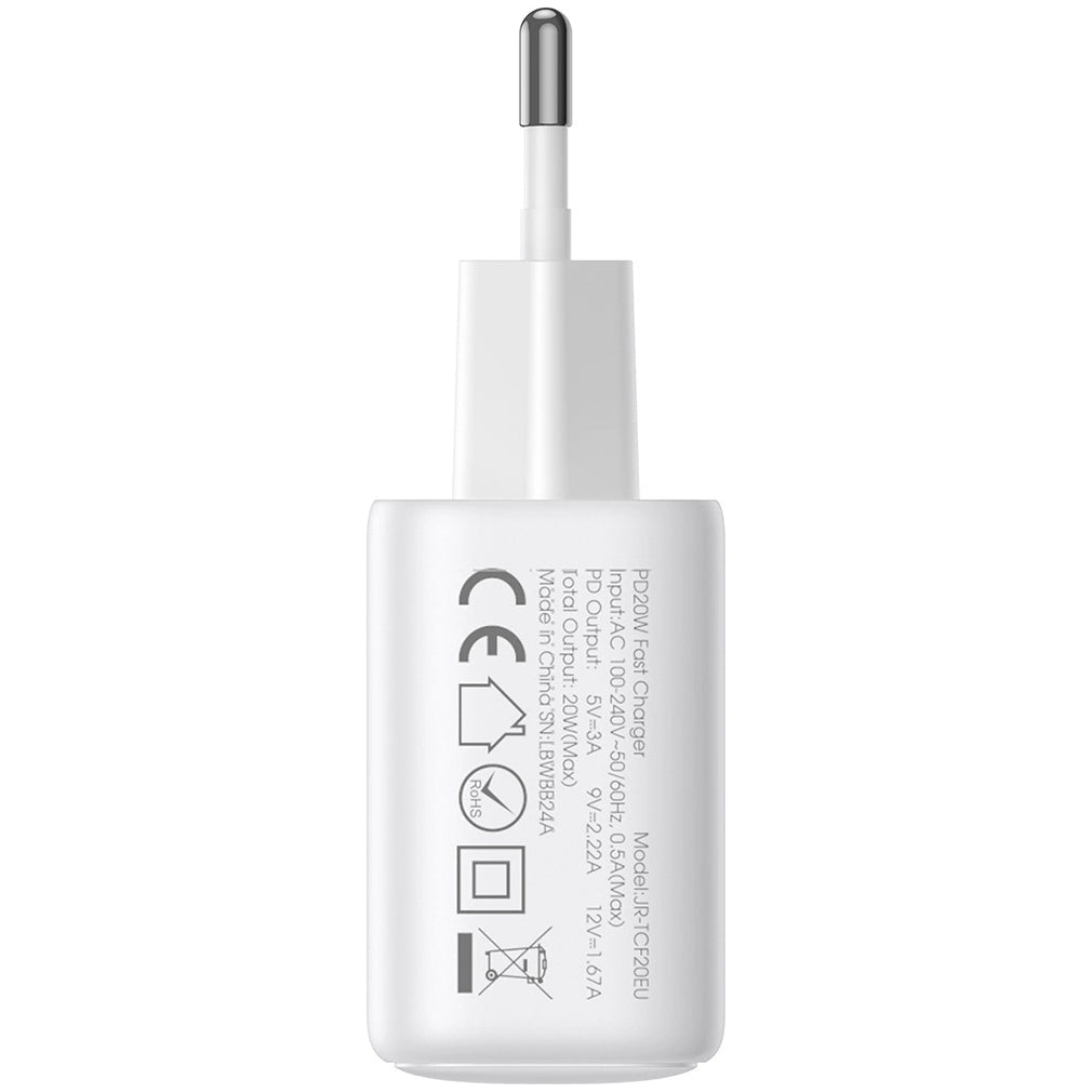 Nettlader med USB-C-kabel Joyroom JR-TCF20, 20W, 3A, 1 x USB-C, Hvit