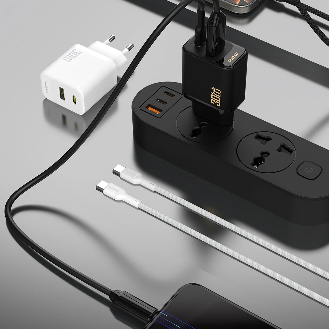 Nettlader med USB-C-kabel Dudao A27TCEU, 30W, 1 x USB-A - 1 x USB-C, Hvit