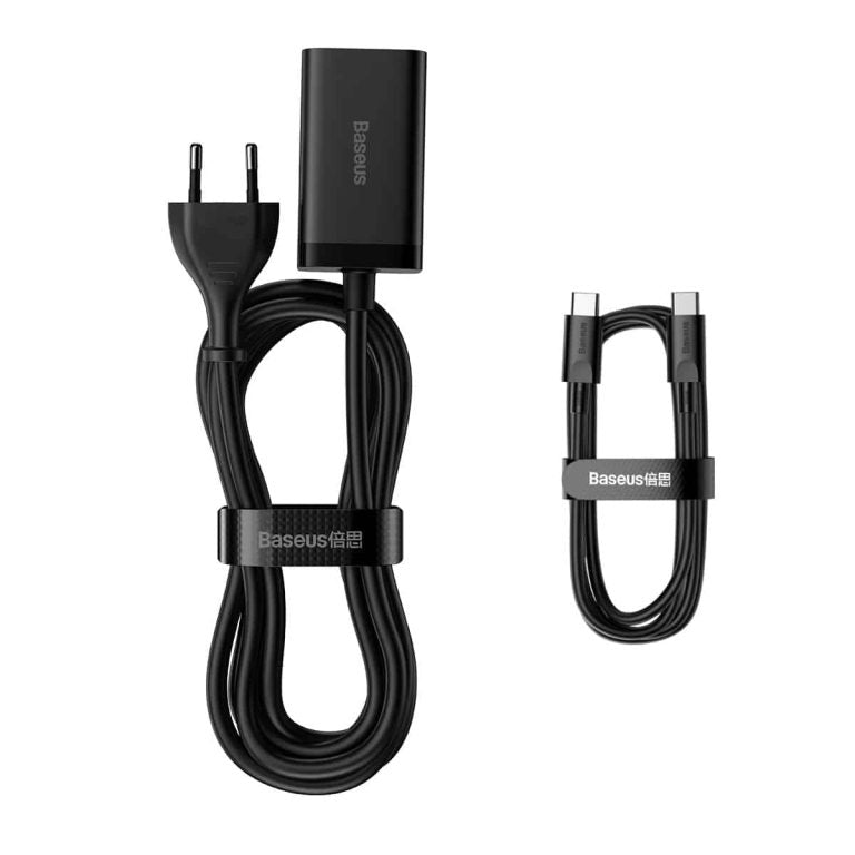 Baseus GaN3 Pro ladestasjon, 65W, 3A, 2 x USB-A - 2 x USB-C, Svart CCGP040101