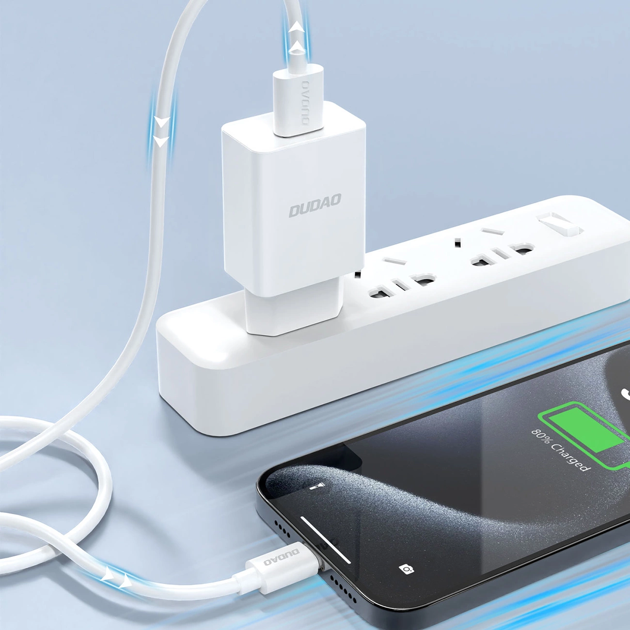 Nettlader med USB-C-kabel Dudao A4EU, 10W, 2.1A, 1 x USB-A, Hvit
