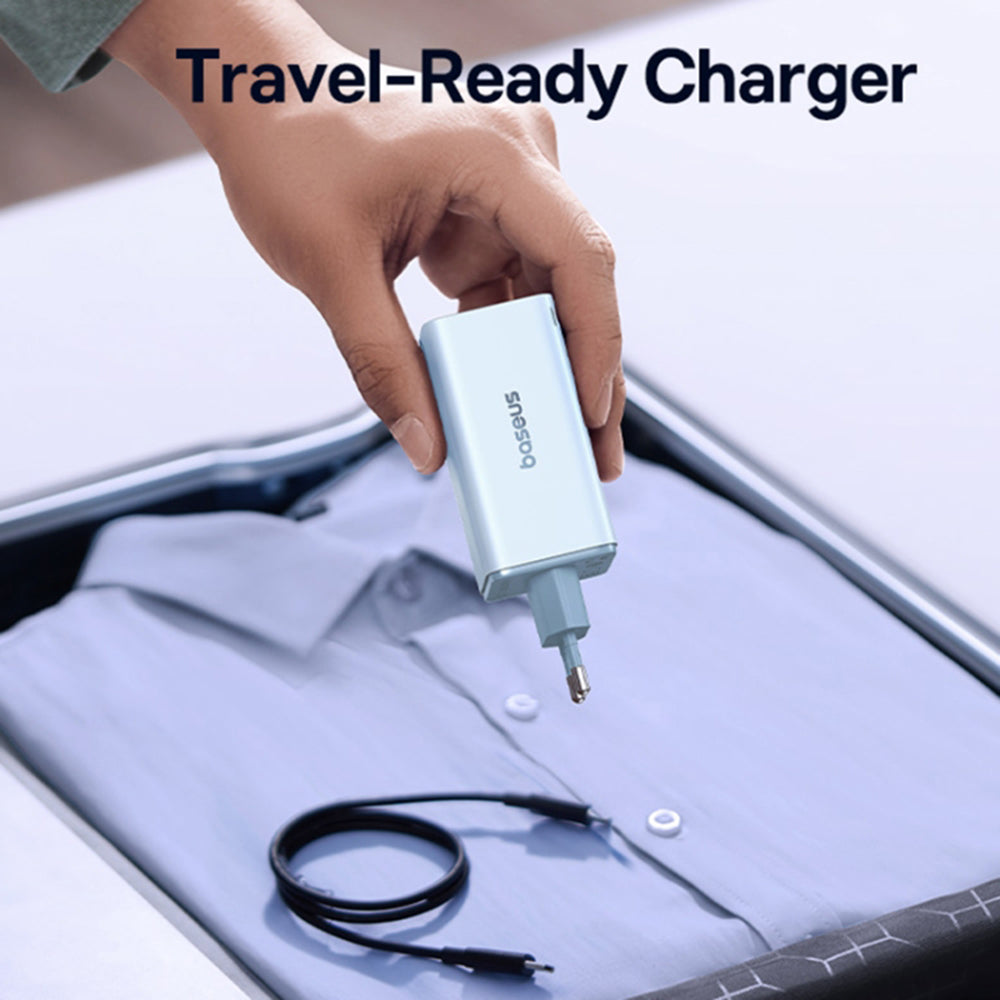 Nettlader med USB-C-kabel Baseus GaN6 Pro, 100W, 3.25A, 2 x USB-A - 2 x USB-C, Blå P10162705312-00