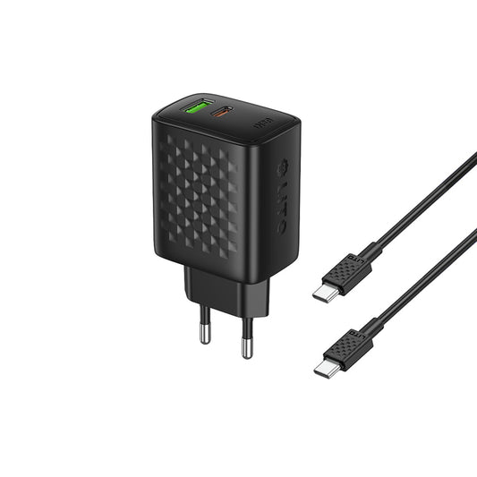 Nettlader med USB-C-kabel Lito LC24T, 65W, 3.25A, 1 x USB-A - 1 x USB-C, Svart
