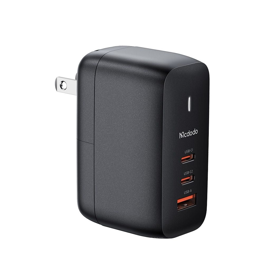Nettlader med USB-C-kabel McDodo CH-8442 Mecha Travel, 65W, 5A, 1 x USB-A - 2 x USB-C, Svart