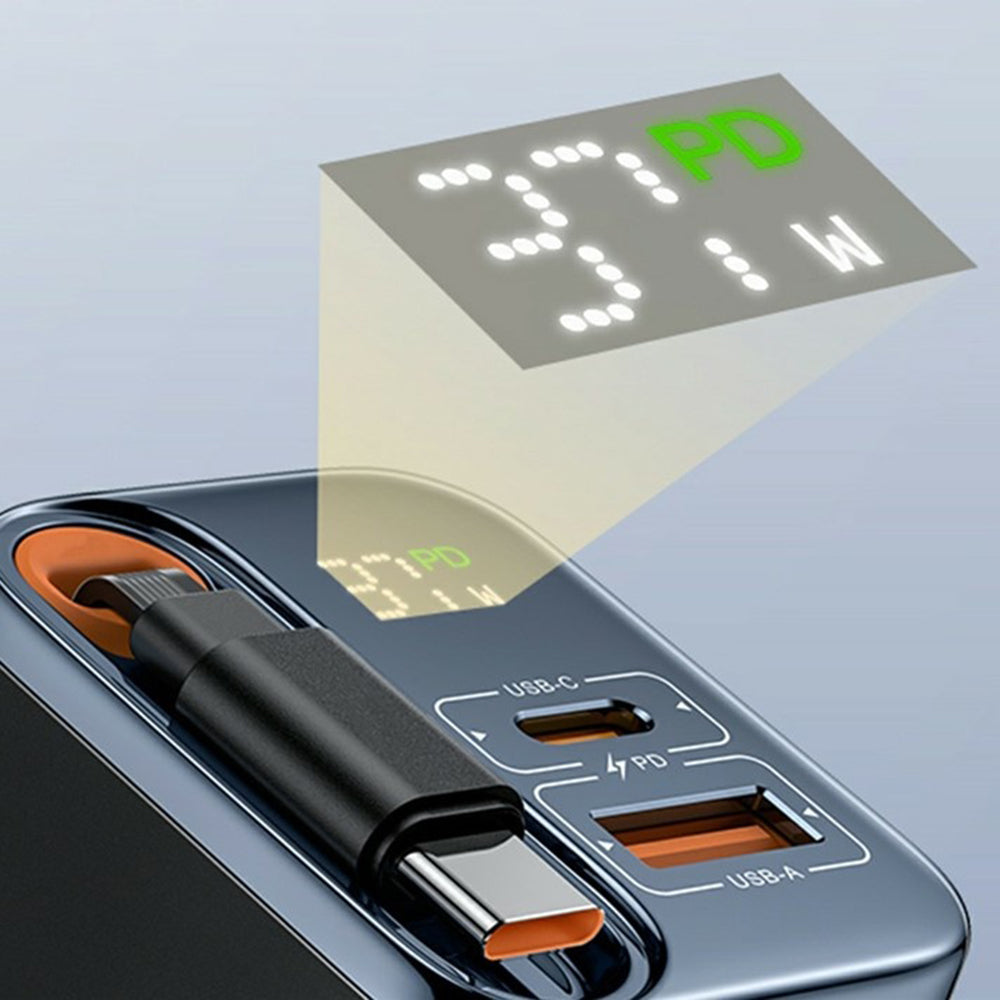 Nettlader med USB-C-kabel Yesido YC100 Display, 67W, 3.35A, 1 x USB-A - 1 x USB-C, Svart