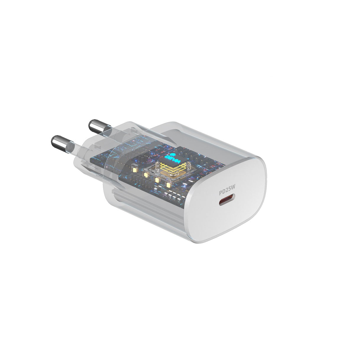 Nettlader med USB-C-kabel DEVIA RLC-383, 25W, 3A, 1 x USB-C, Hvit