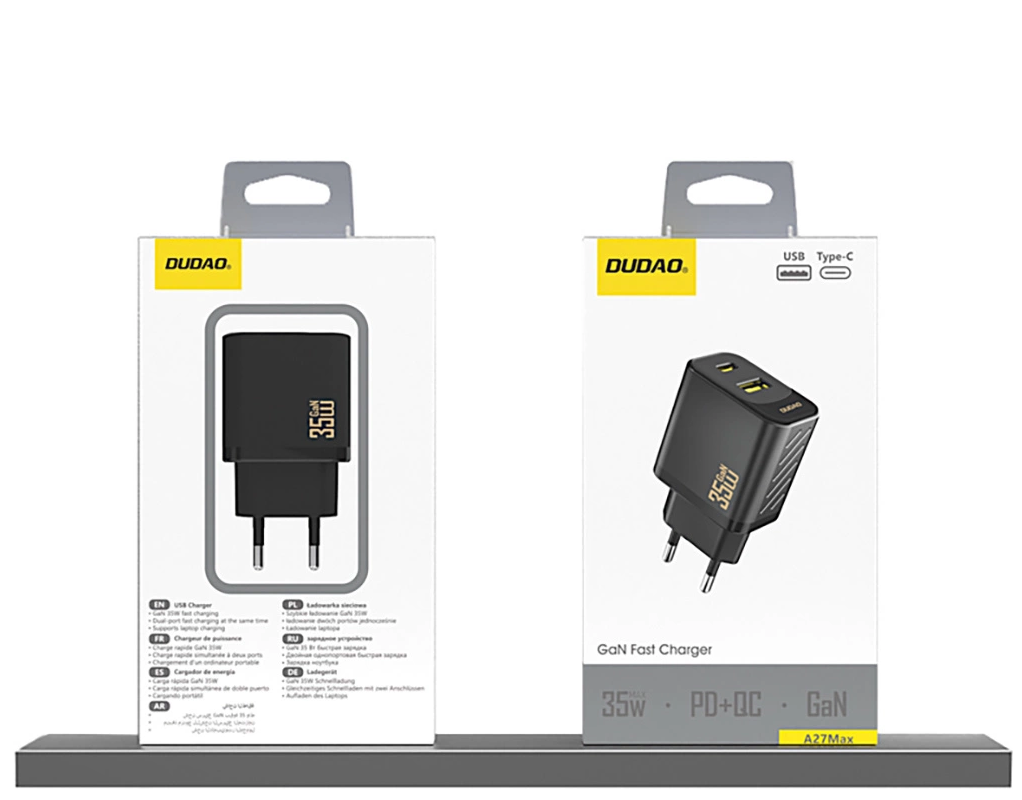 Dudao A27 Max Nettlader, 35W, 1 x USB-A - 1 x USB-C, Svart