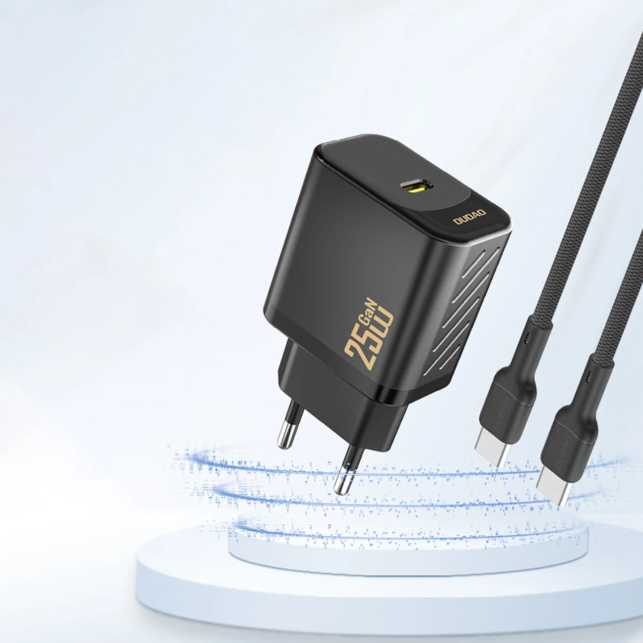 Lader for nettverk Dudao A27, 25W, 3A, 1 x USB-C, Svart