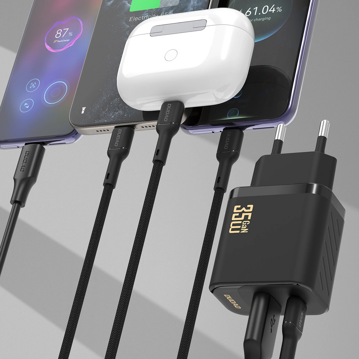 Dudao A27 Max Nettlader, 35W, 1 x USB-A - 1 x USB-C, Svart