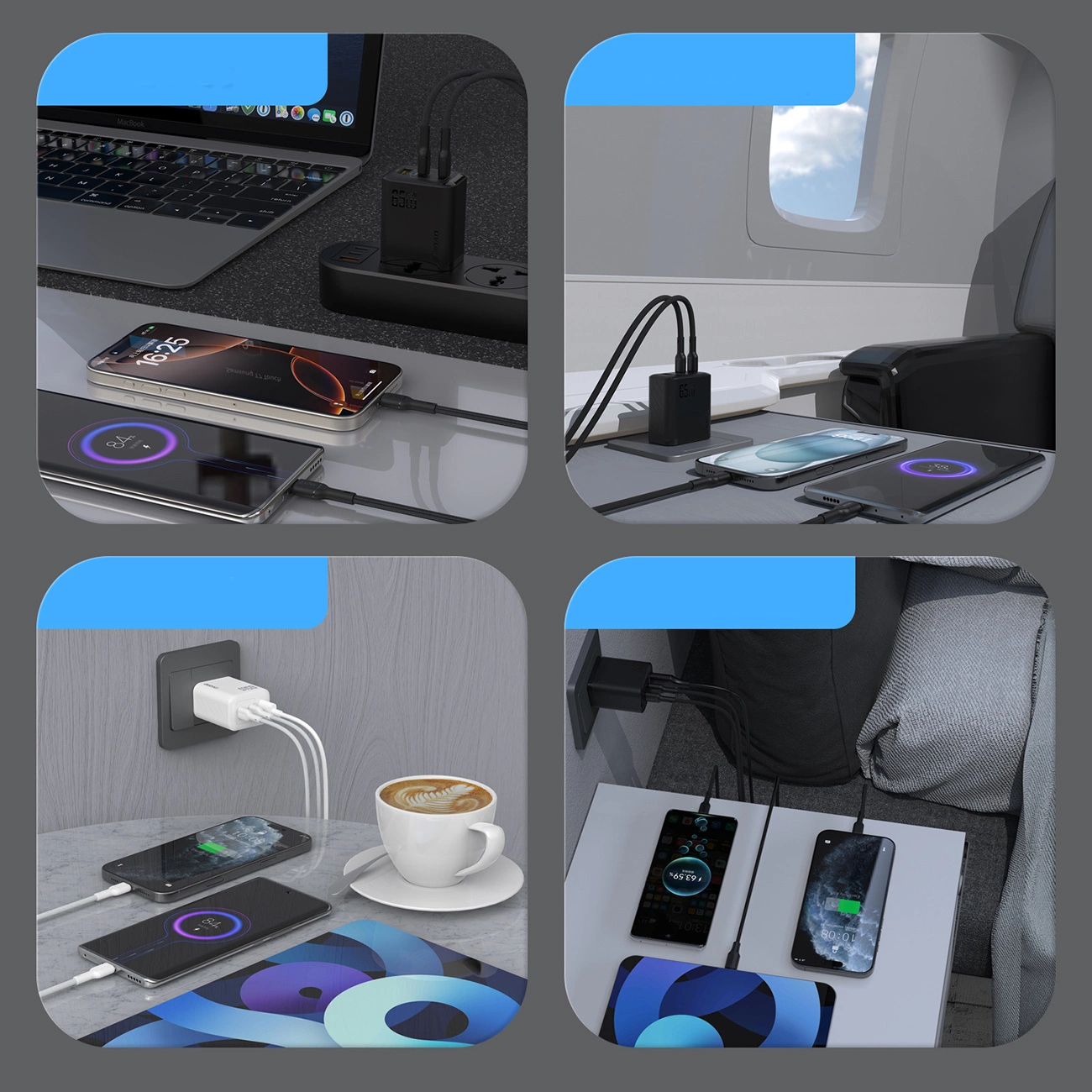 Lader for nettverk Dudao A29, 65W, 1 x USB-A - 2 x USB-C, Svart