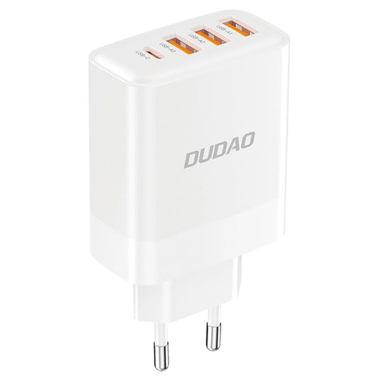Nettverkslader Dudao A5HEU, 20W, 3A, 1 x USB-C - 3 x USB-A, hvit