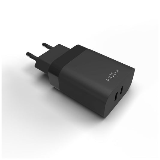 Nettlader Fixed, 35W, 3A, 2 x USB-C, Svart