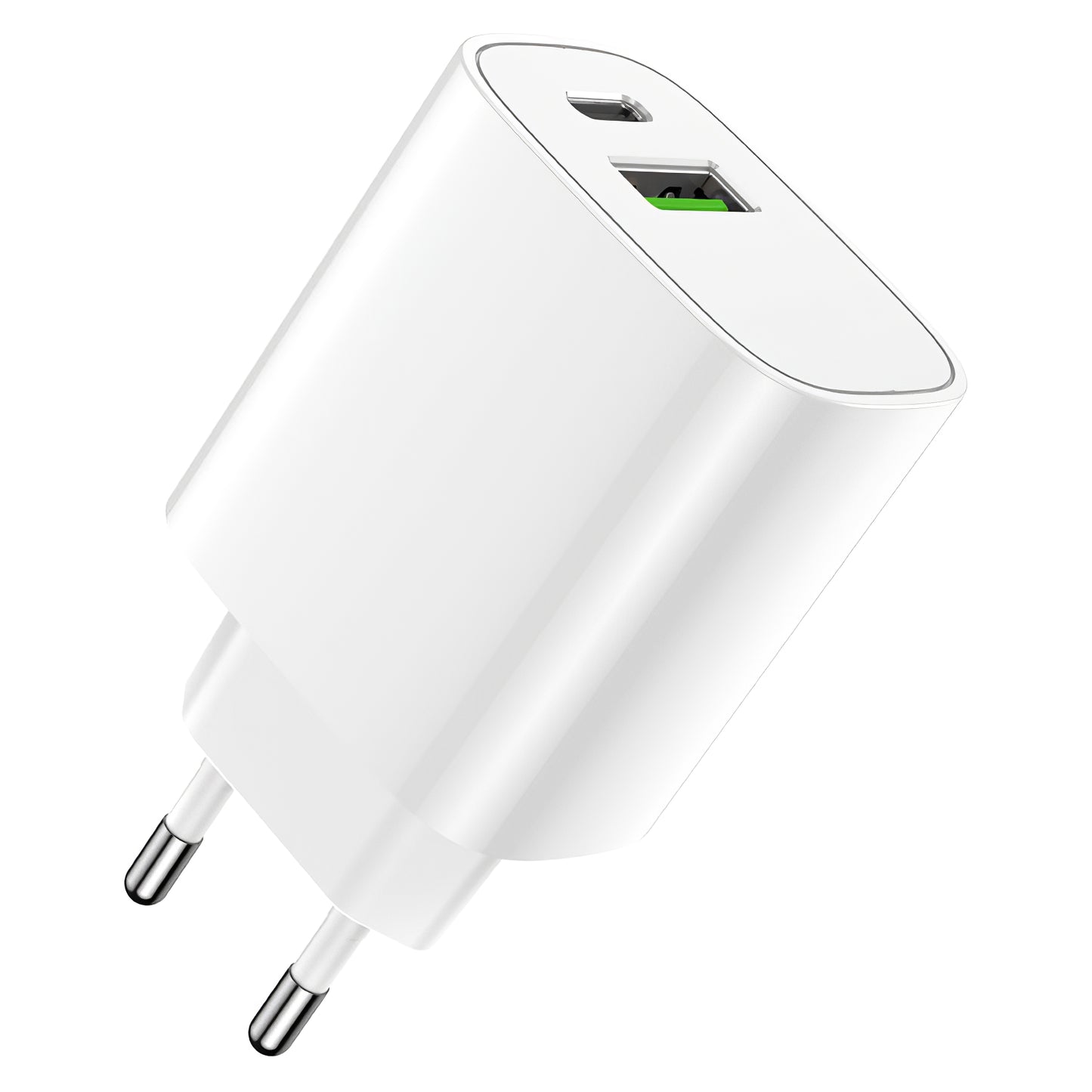 Nettverkslader Forever LS-04, 20 W, 3 A, 1 x USB-A - 1 x USB-C, hvit