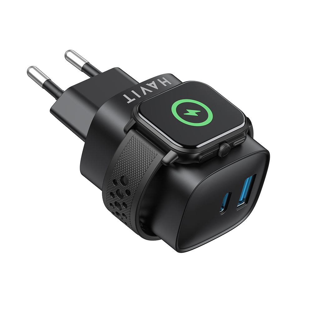 Nettlader HAVIT UC132 2in1, 22W, 3A, 1 x USB-A - 1 x USB-C, Svart