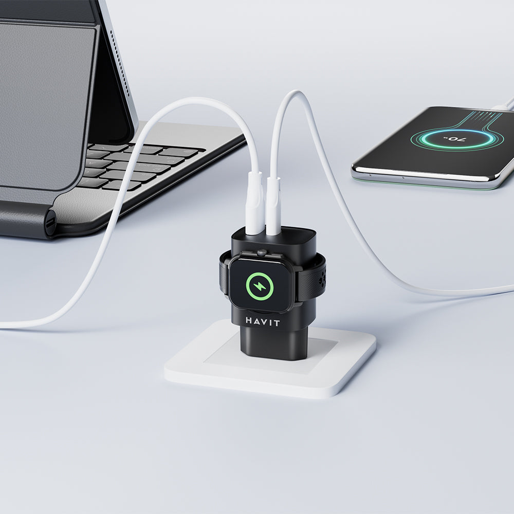 Nettlader HAVIT UC132 2in1, 22W, 3A, 1 x USB-A - 1 x USB-C, Svart