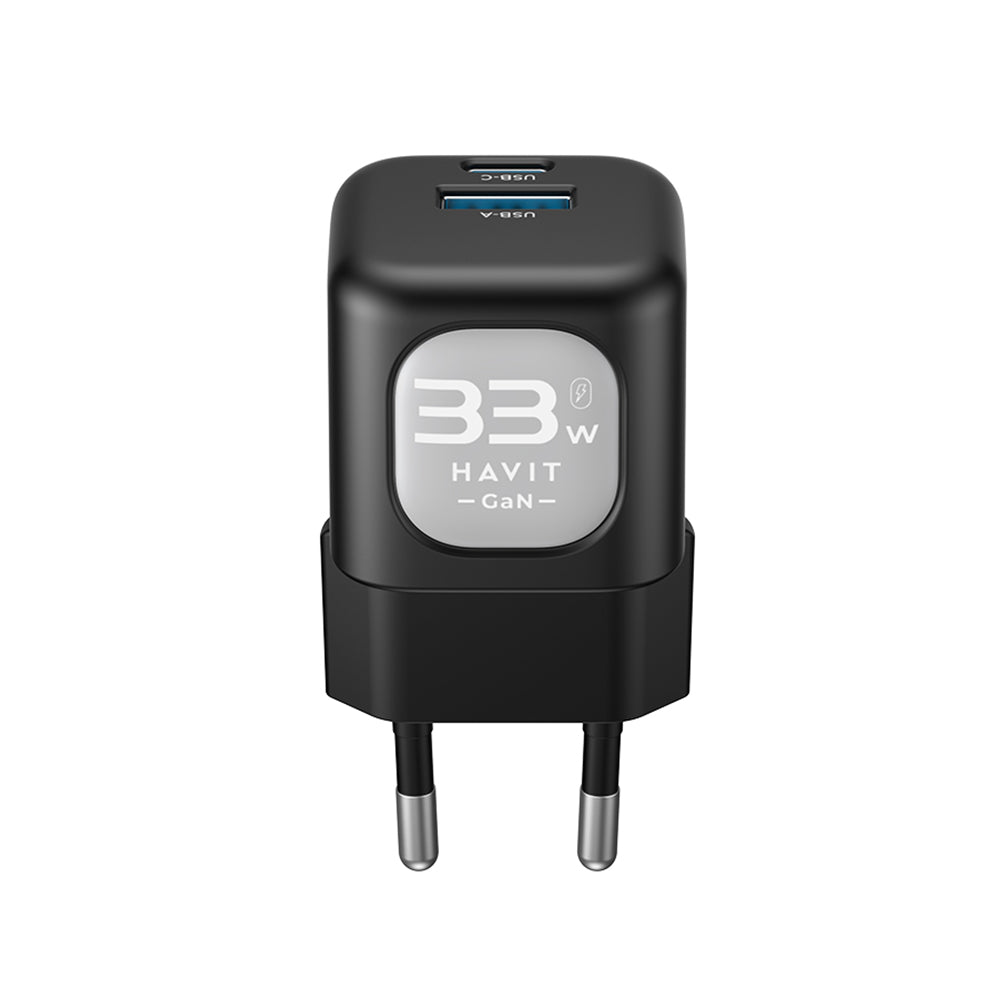 HAVIT UC230 Nettverkslader, 33W, 3A, 1 x USB-A - 1 x USB-C, Svart Grå