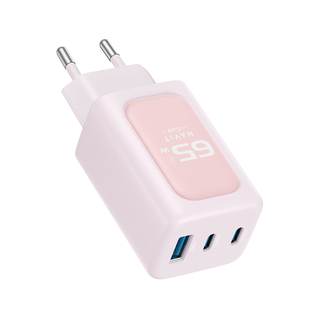 Nettlader HAVIT UC260, 65W, 3A, 1 x USB-A - 2 x USB-C, Rosa