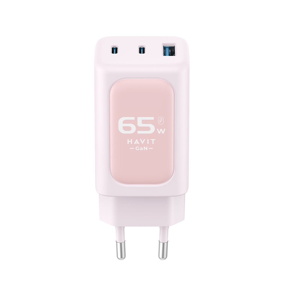 Nettlader HAVIT UC260, 65W, 3A, 1 x USB-A - 2 x USB-C, Rosa