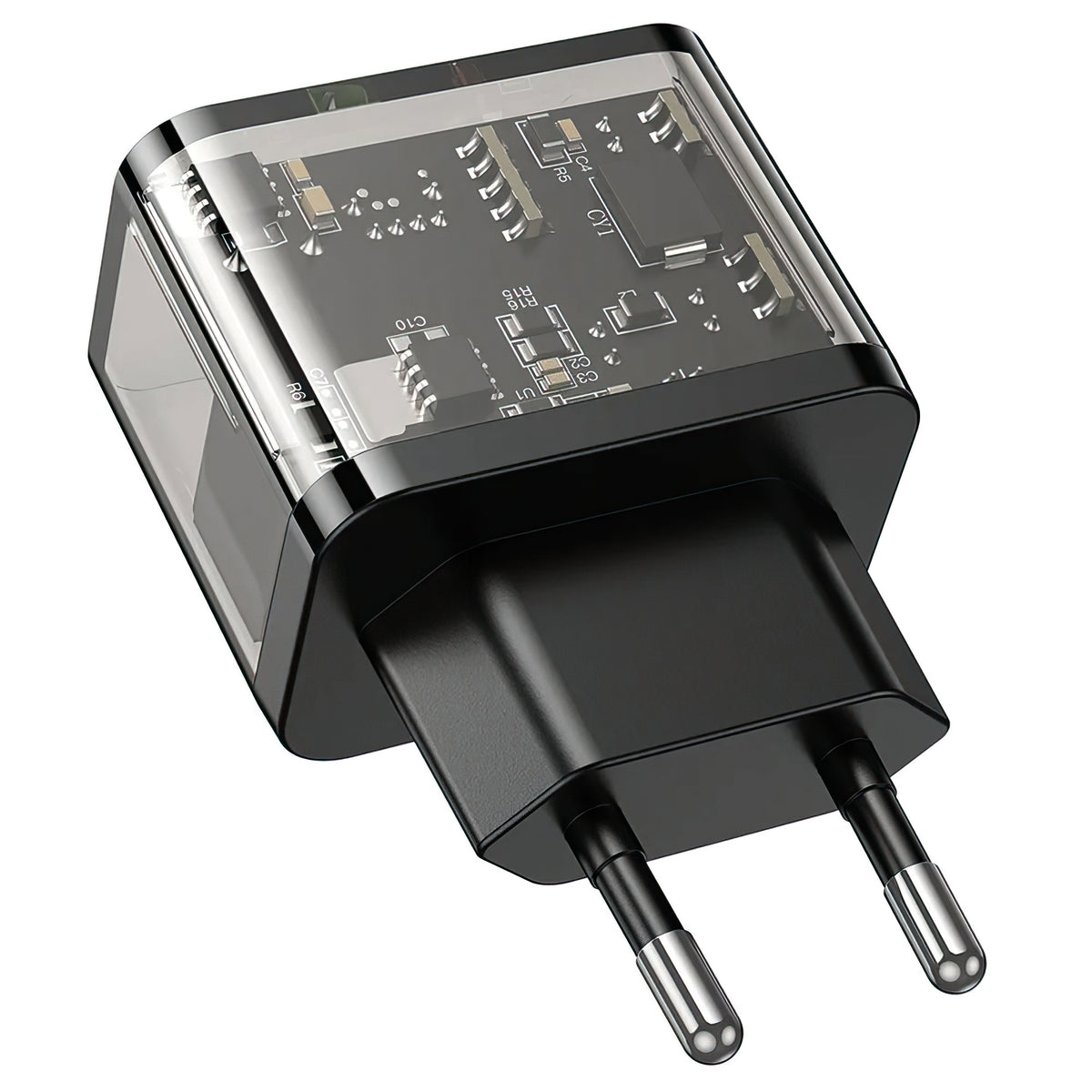 HOCO N34 Nettlader, 20W, 3A, 1 x USB-A - 1 x USB-C, Gjennomsiktig