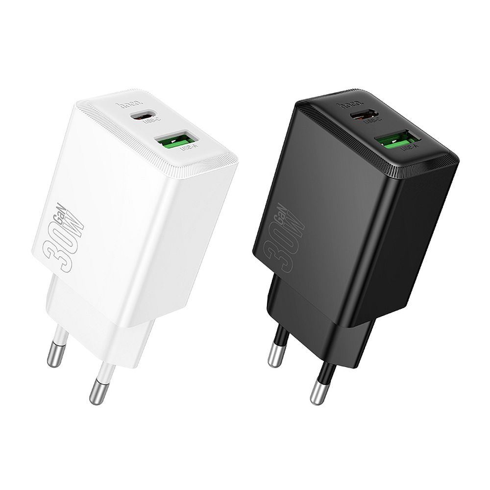 Nettlader HOCO N71, 30W, 3A, 1 x USB-A - 1 x USB-C, Hvit